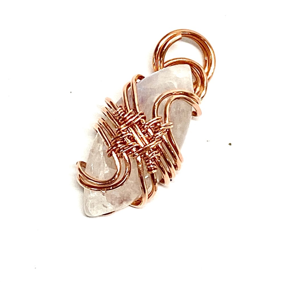 HANDCRAFTED Moonstone Hand Wrapped Pure Copper Pendant, Artisan Jewelry Gift Her